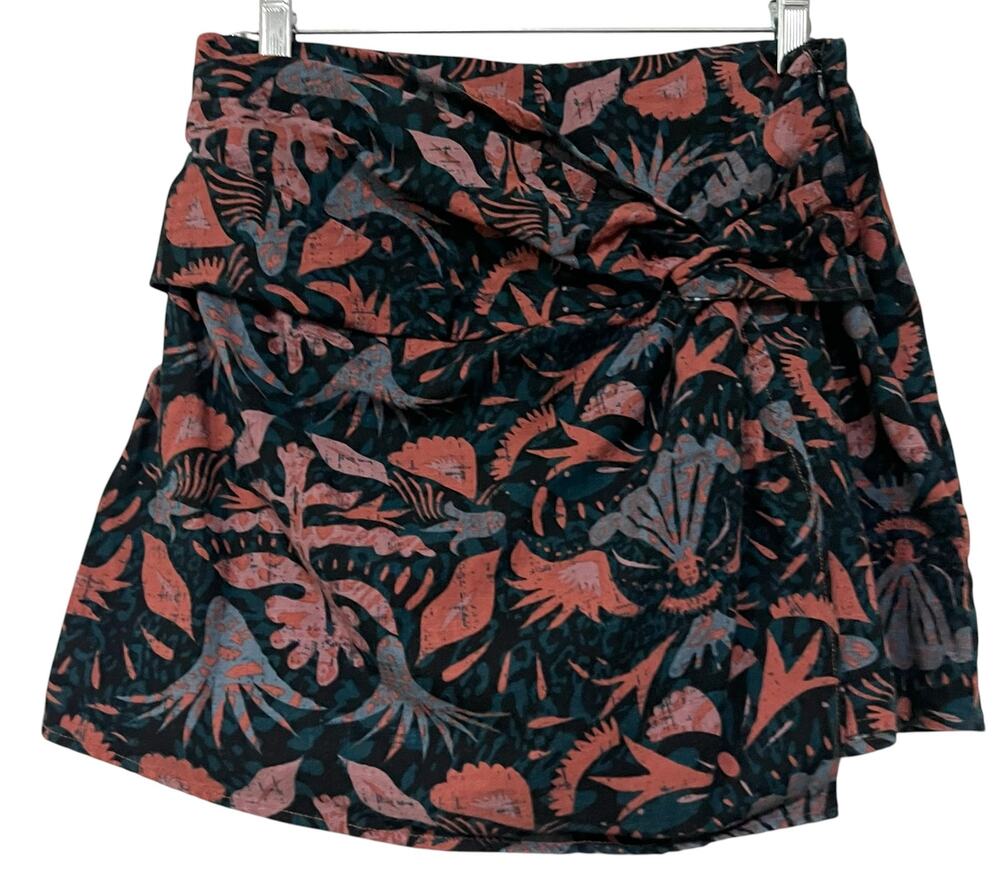 Wild Llama Organic Cotton Skort Wrap Skort Skirt Draped Wrap Boho Print Sz M/6